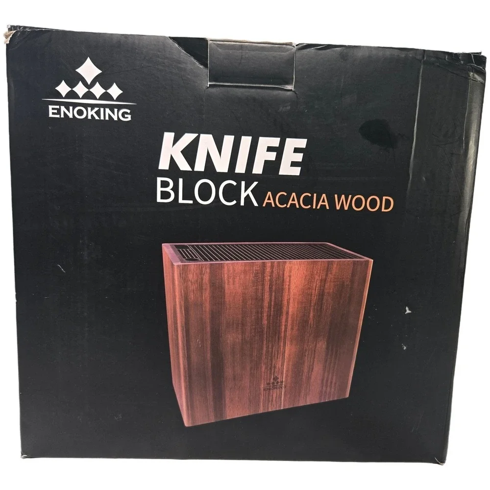 ENOKING Universal Knife Block Acacia Wood Slotless Organizer Holds 24 Knives